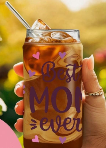Best Mom Ever Floral Glass Tumbler