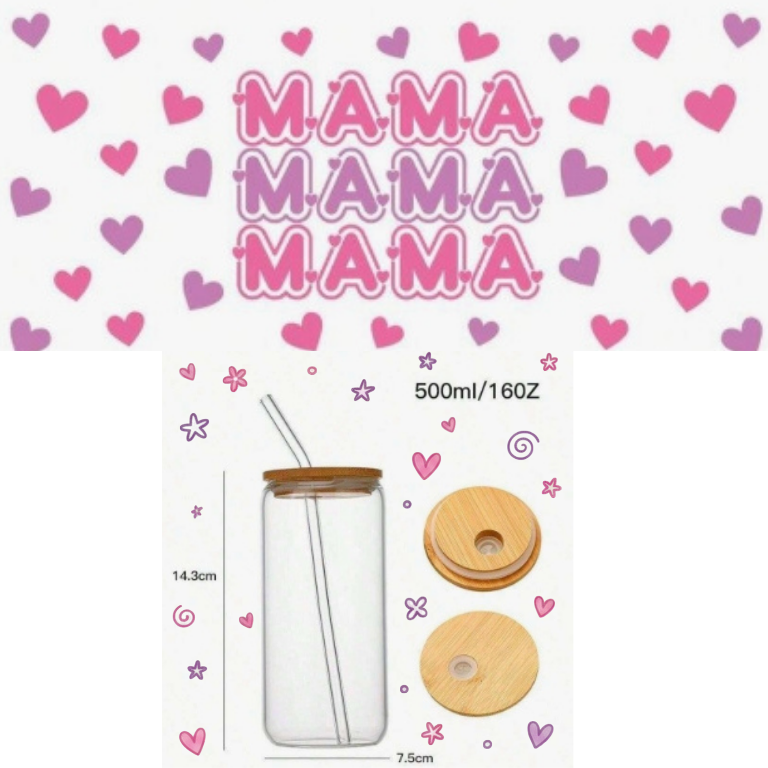 Mama Mama Mama UV DTF Sticker Tumbler