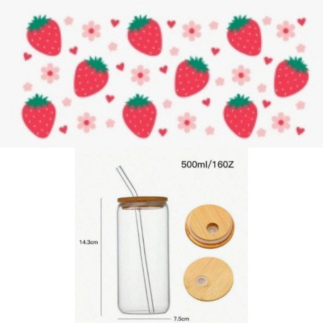 Strawberry Blossoms Glass Tumbler