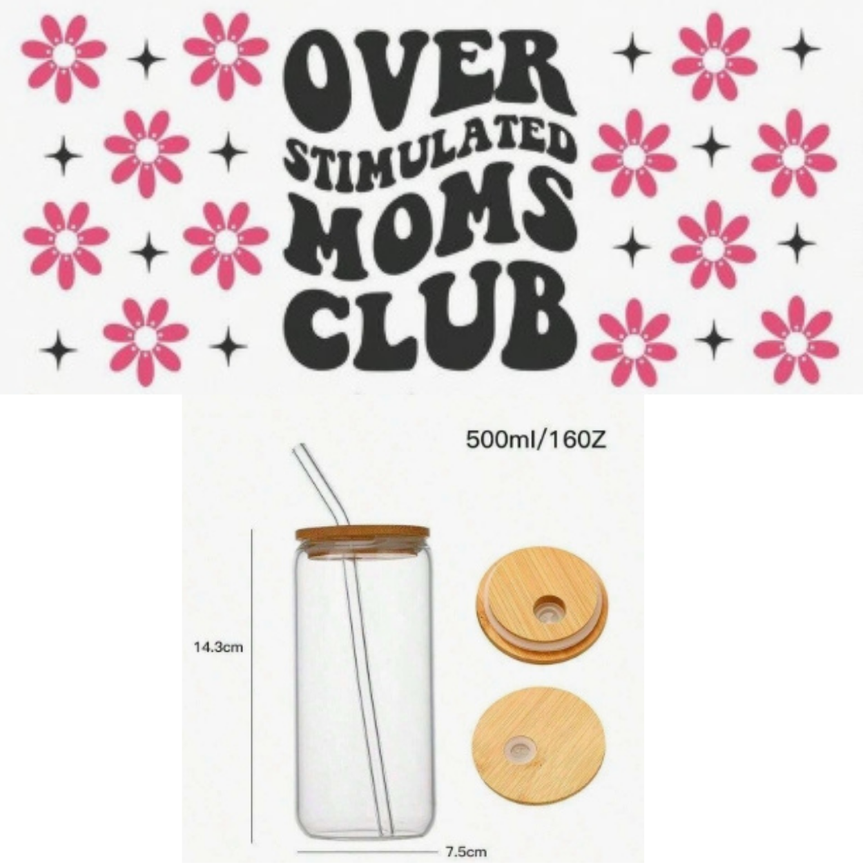 Over Stimulated Moms Club UV DTF Sticker Tumbler