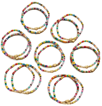 Bohemian Rainbow Heart Bead Bracelets