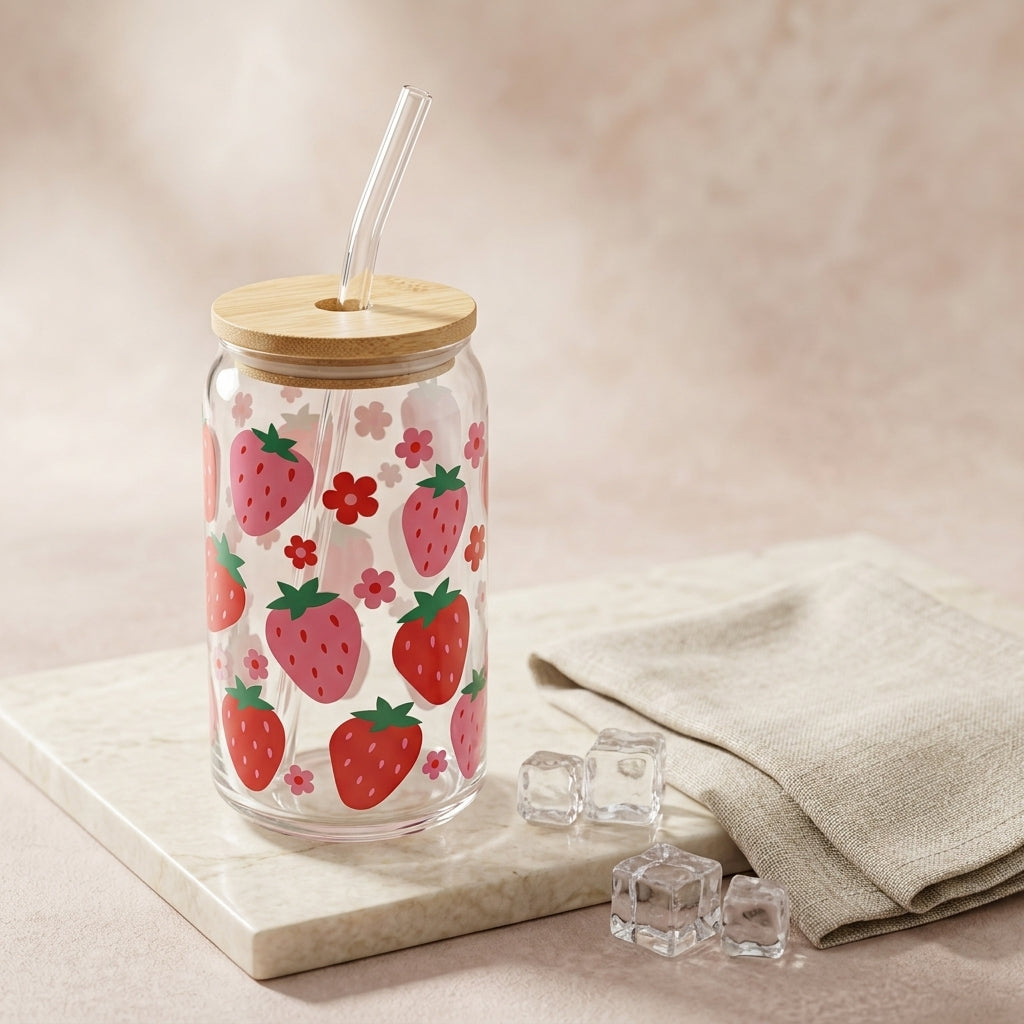 Strawberry Glow Glass Tumbler