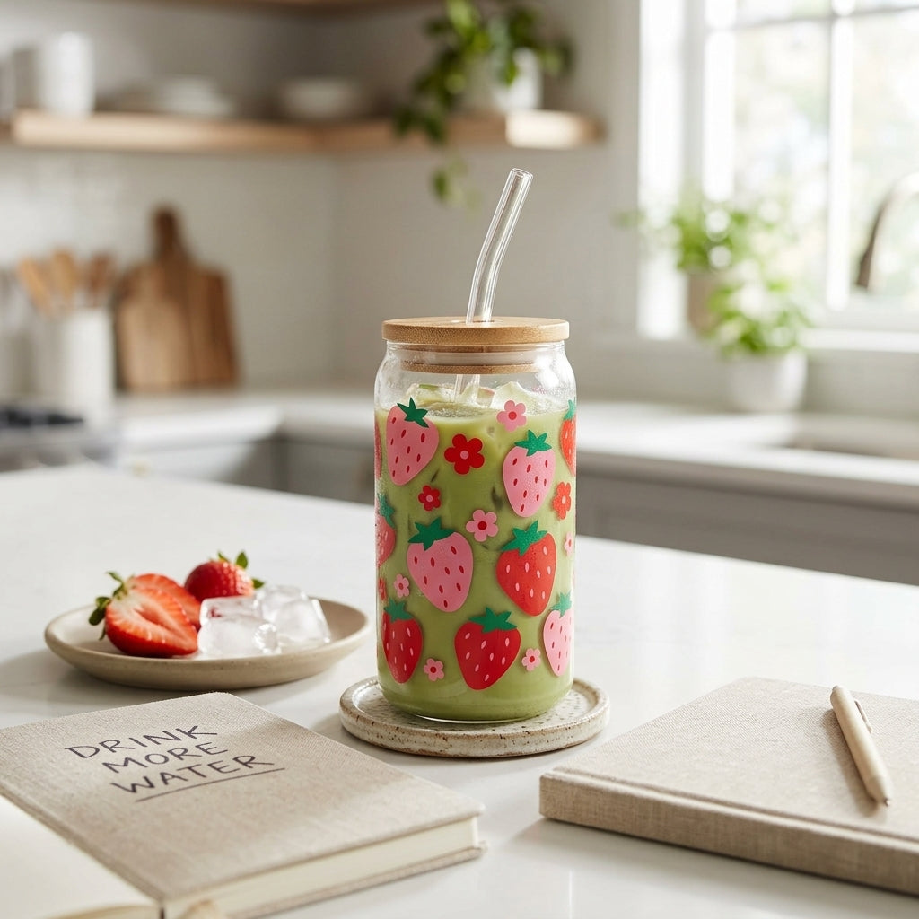 Strawberry Glow Glass Tumbler