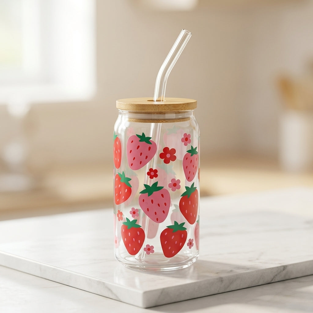 Strawberry Glow Glass Tumbler