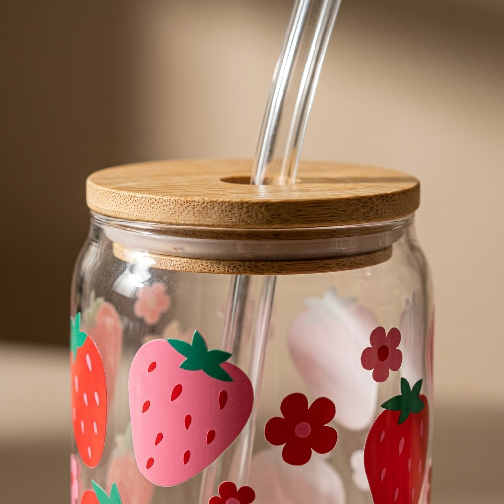 Strawberry Glow Glass Tumbler