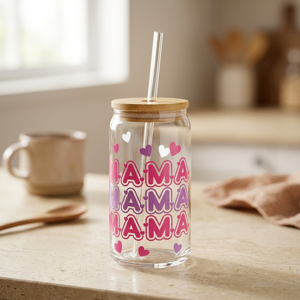 MAMA Heart Glass Tumbler