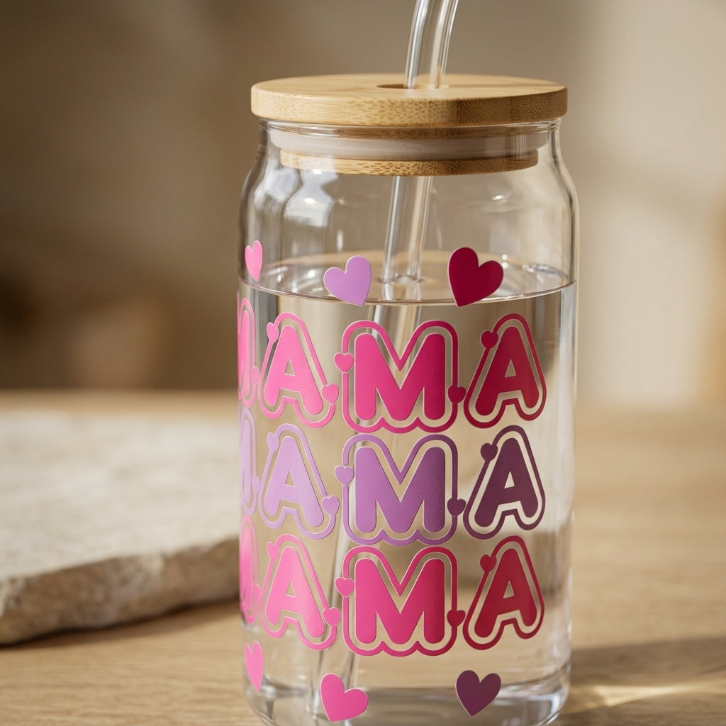 MAMA Heart Glass Tumbler