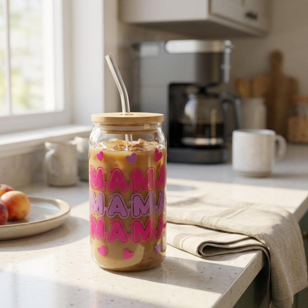 MAMA Heart Glass Tumbler