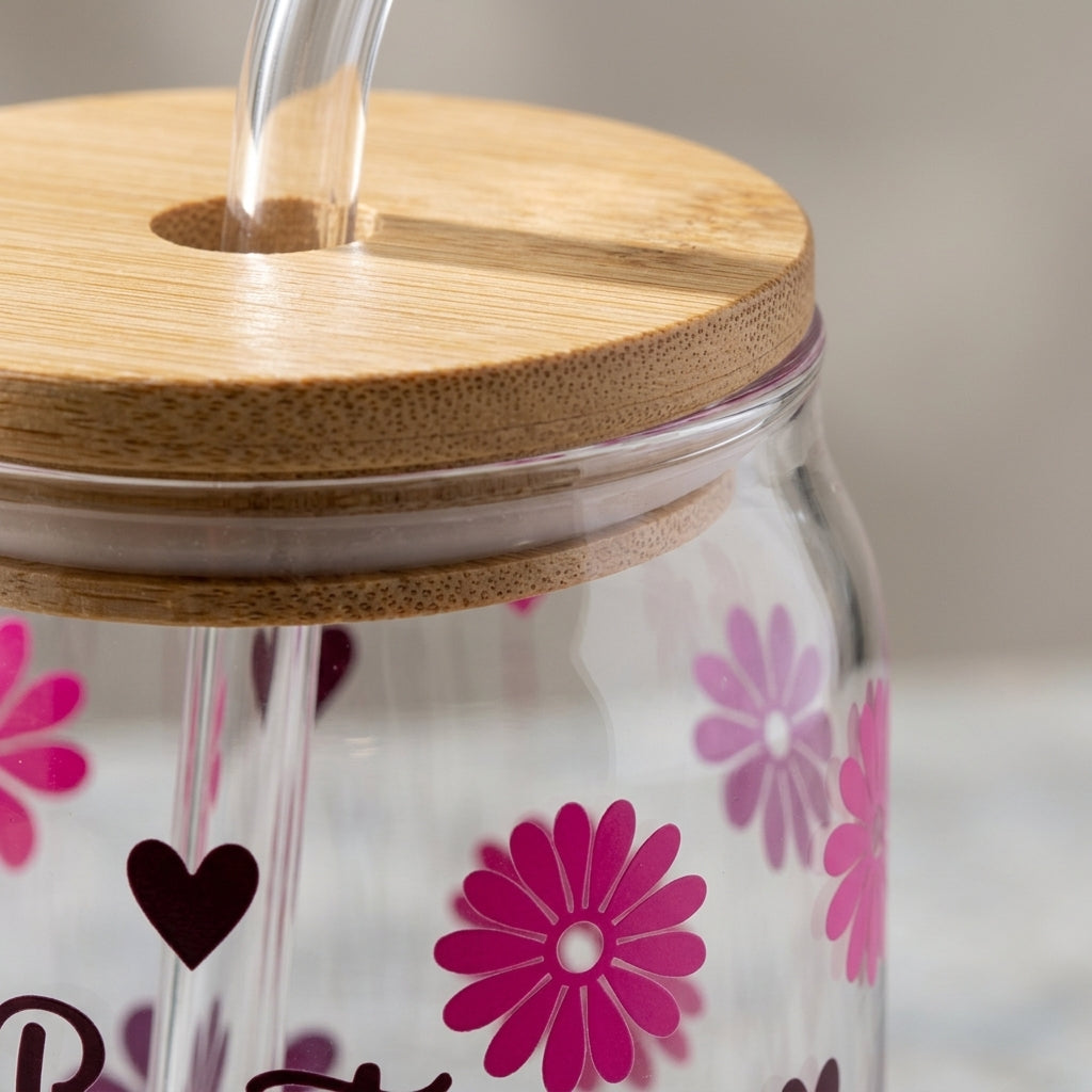 Best Mom Ever Floral Glass Tumbler