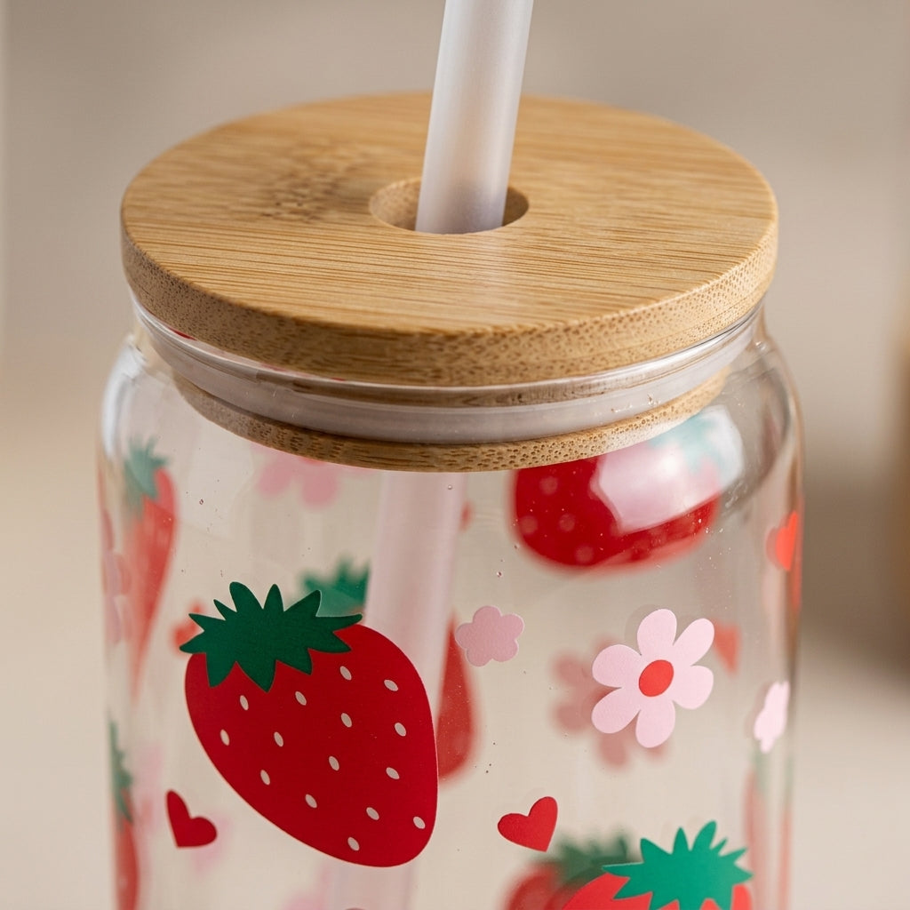 Strawberry Blossoms Glass Tumbler