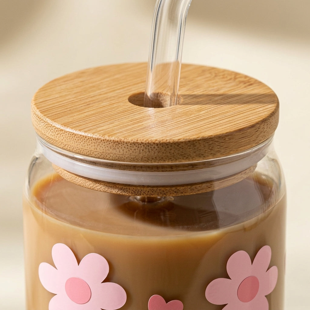 Pink Flowers and Hearts UV DTF Sticker Tumbler