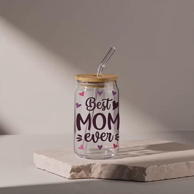 Best Mom Ever Floral Glass Tumbler